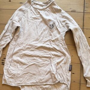 nununu Off-White Crewneck Top with Black Label Print